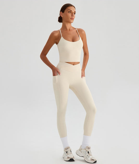 matching 2-piece yoga set neutral colour