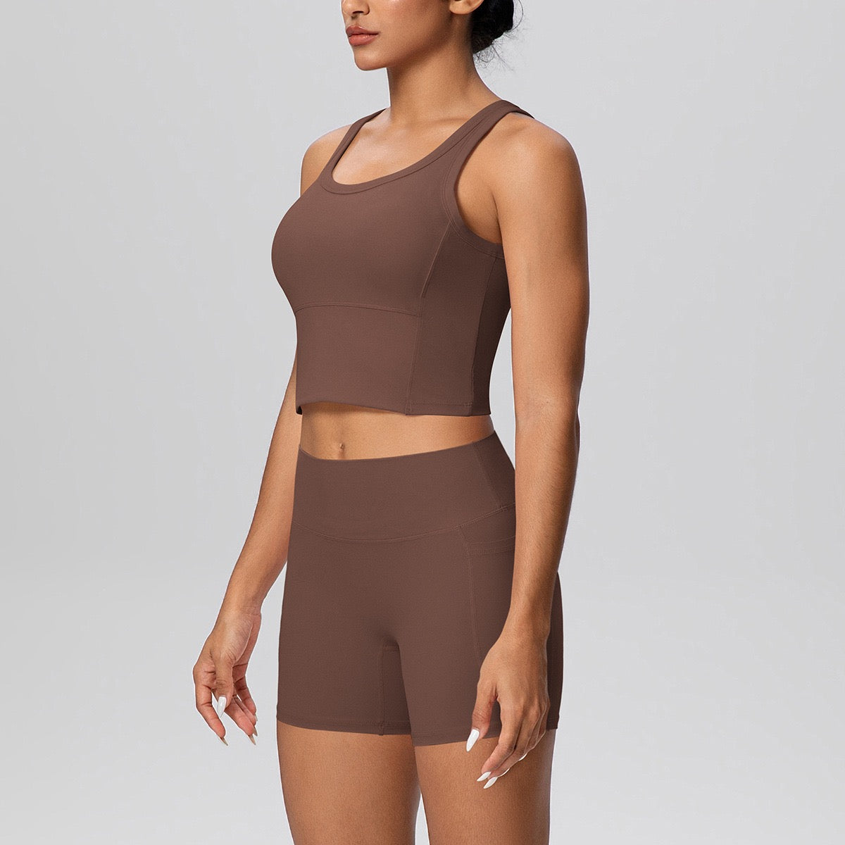 brown matching gym outfit for women