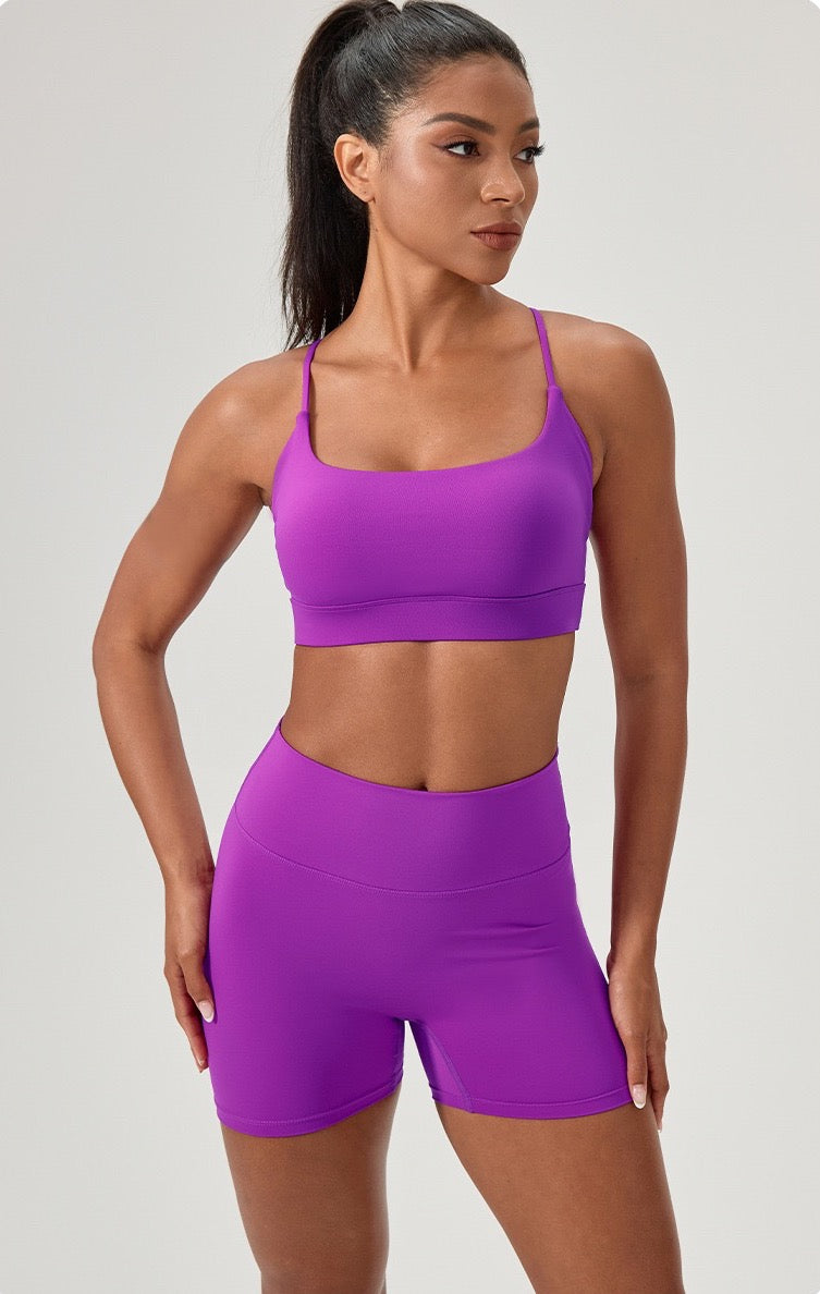 purple matching gym set women