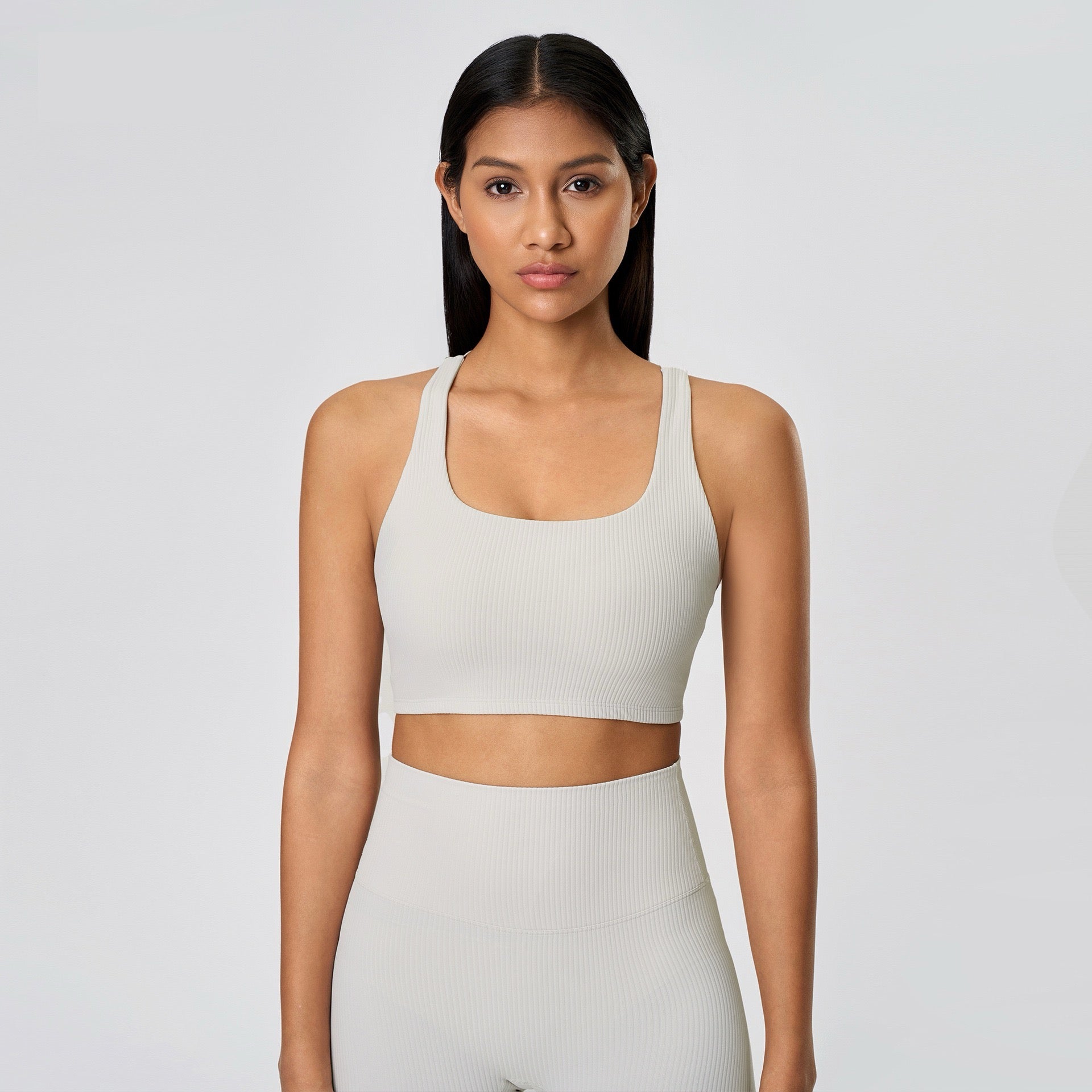 medium support sports bra white