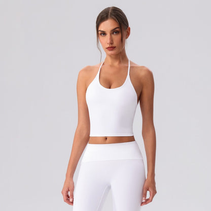 white activewear crop top women