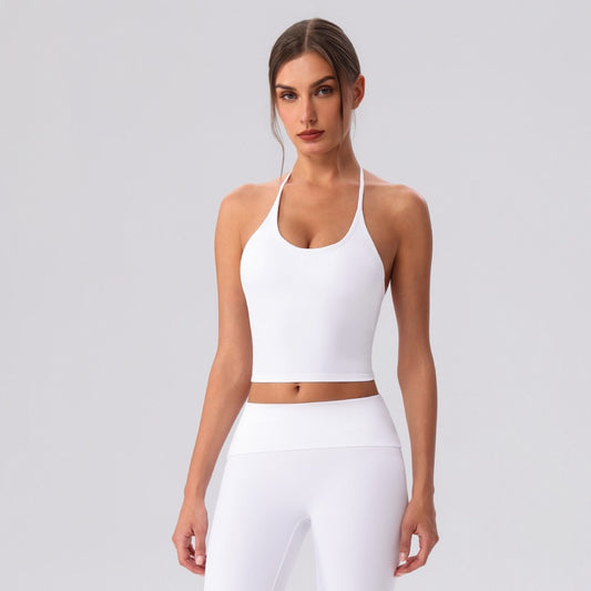 white activewear crop top women