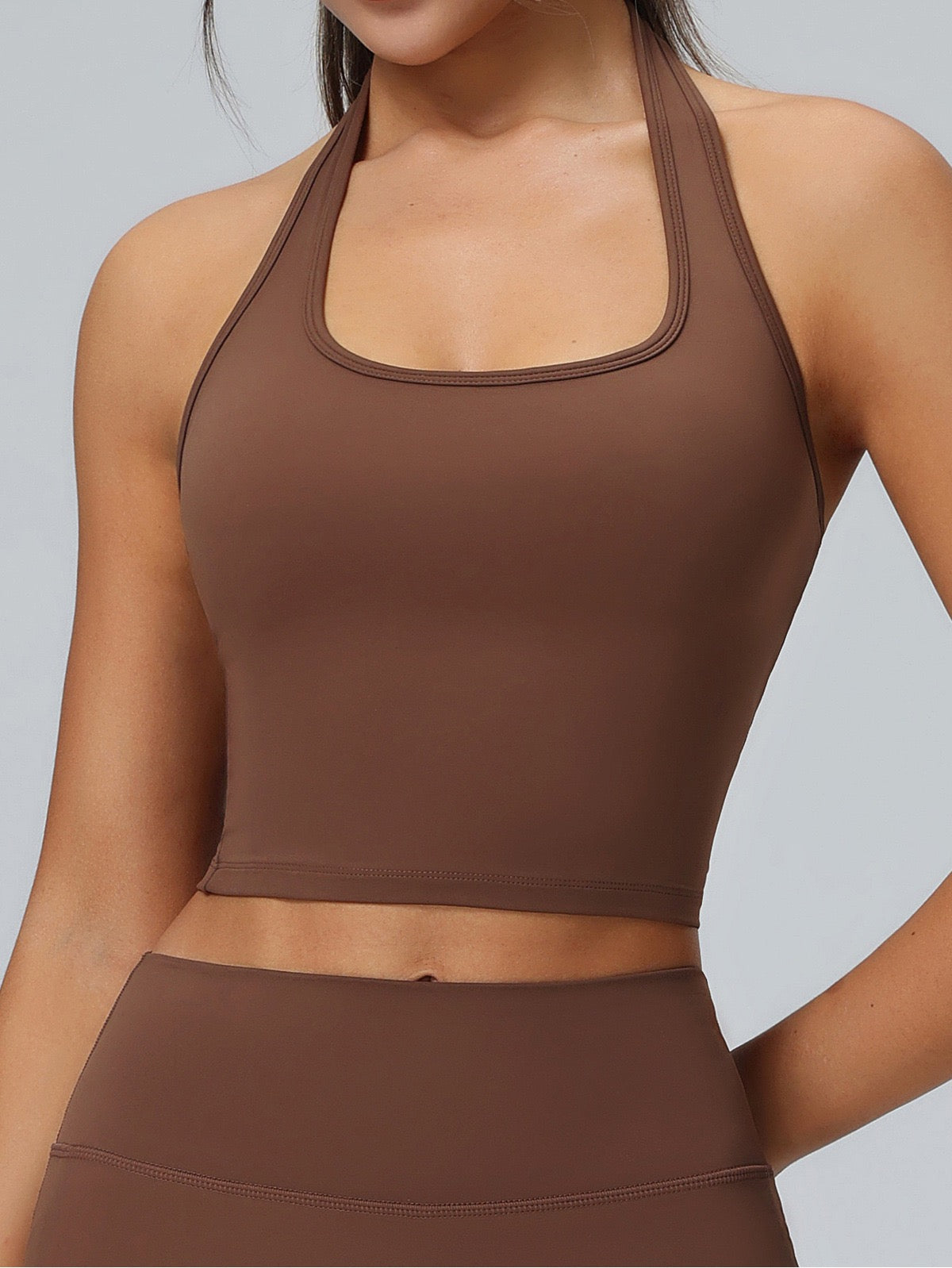 minimalist activewear top brown colour