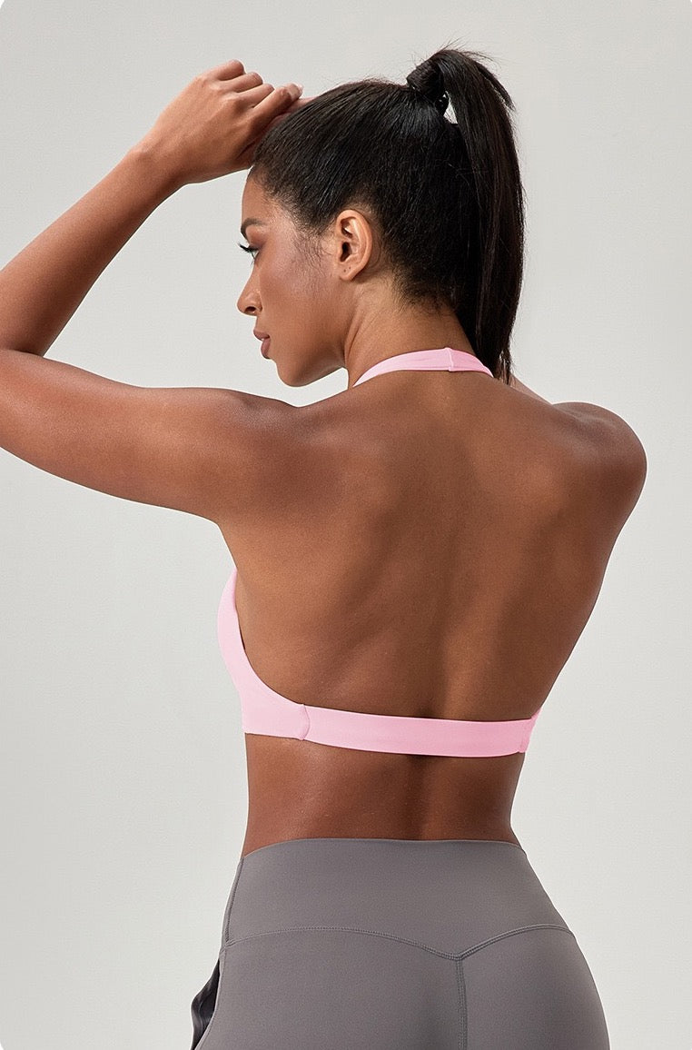 minimalist sports bra pink