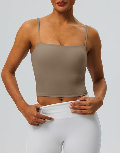 brown workout top cami style