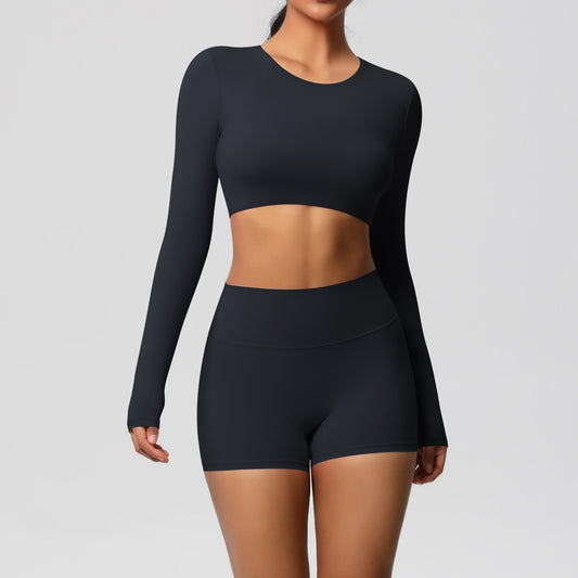 moisture-wicking long sleeve gym top for women