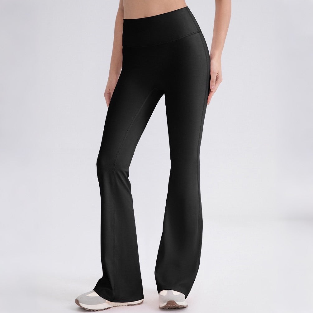 black moisture wicking flare leggings