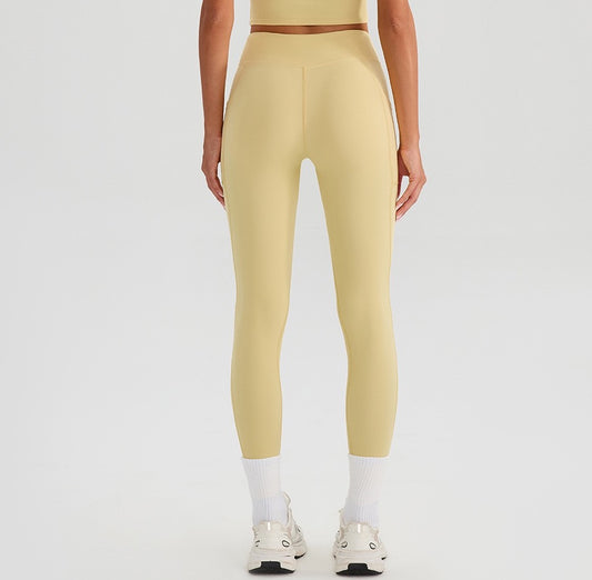 moisture wicking nylon spandex leggings in yellow