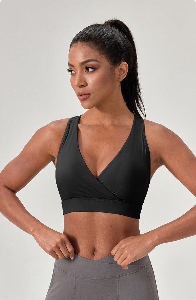 moisture wicking workout bra black