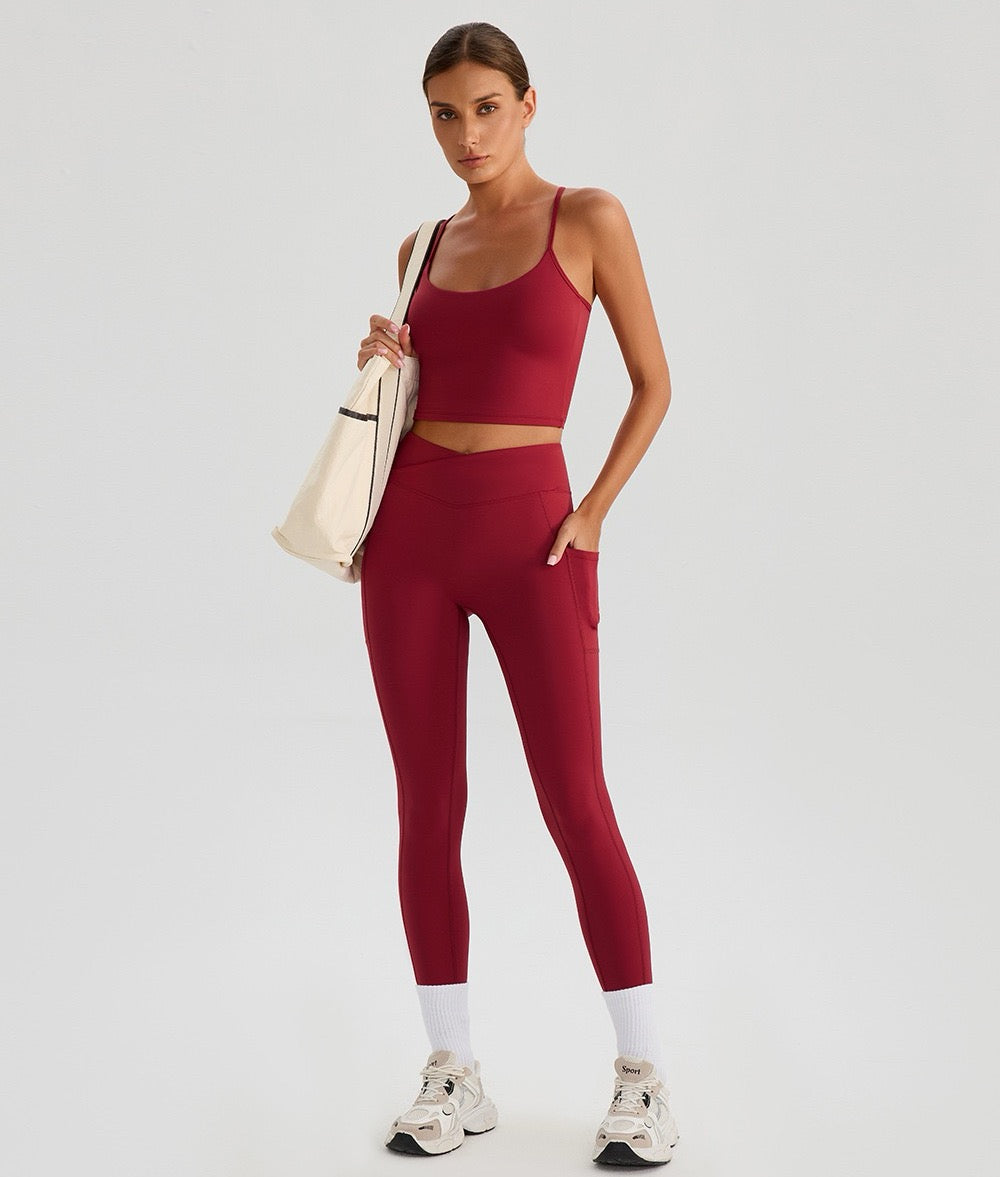 red workout set for running and gym