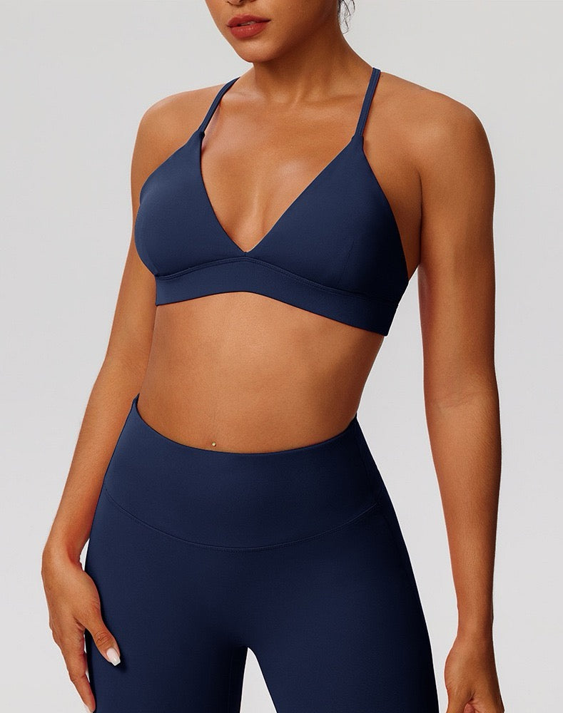 navy blue workout bra