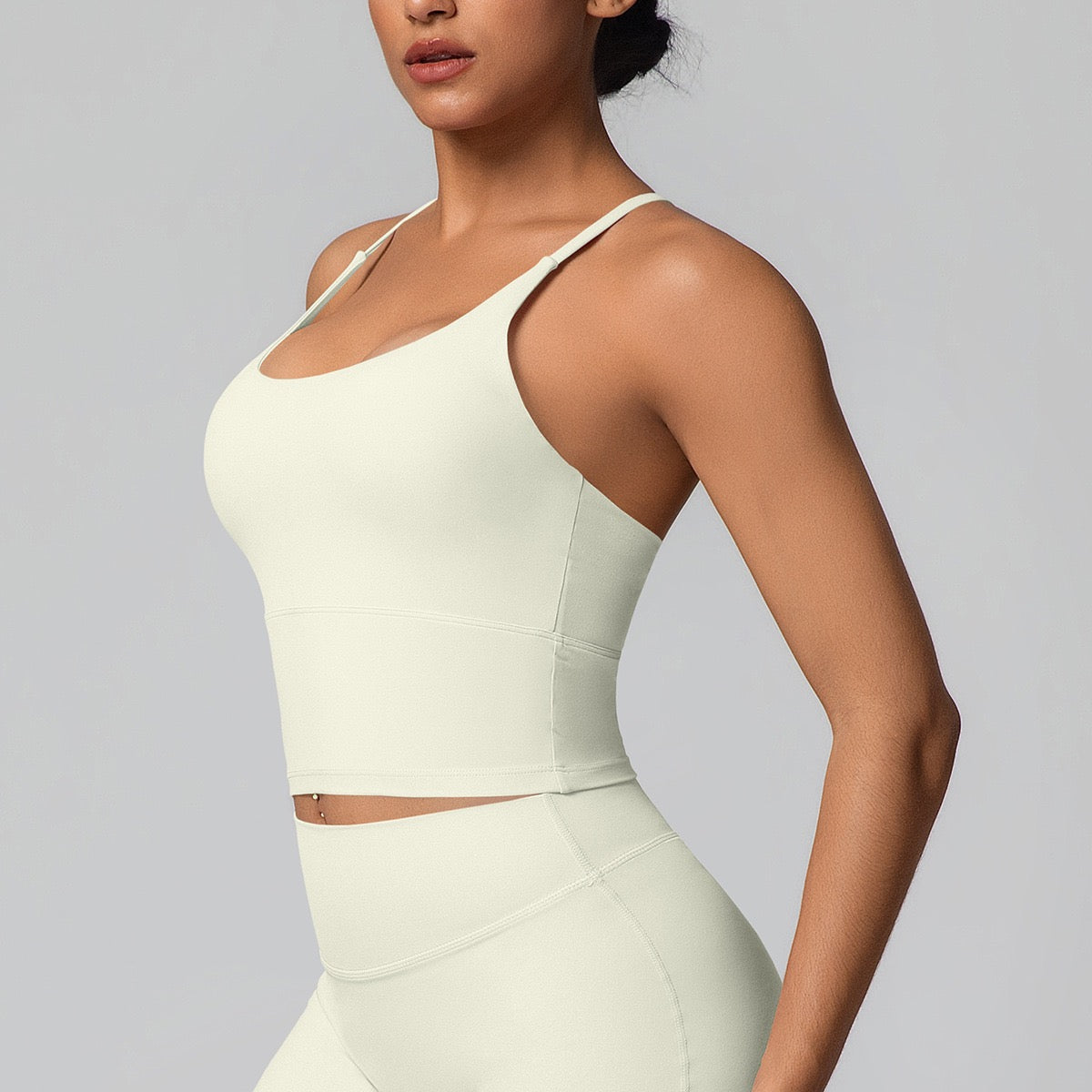 neutral ivory longline workout top