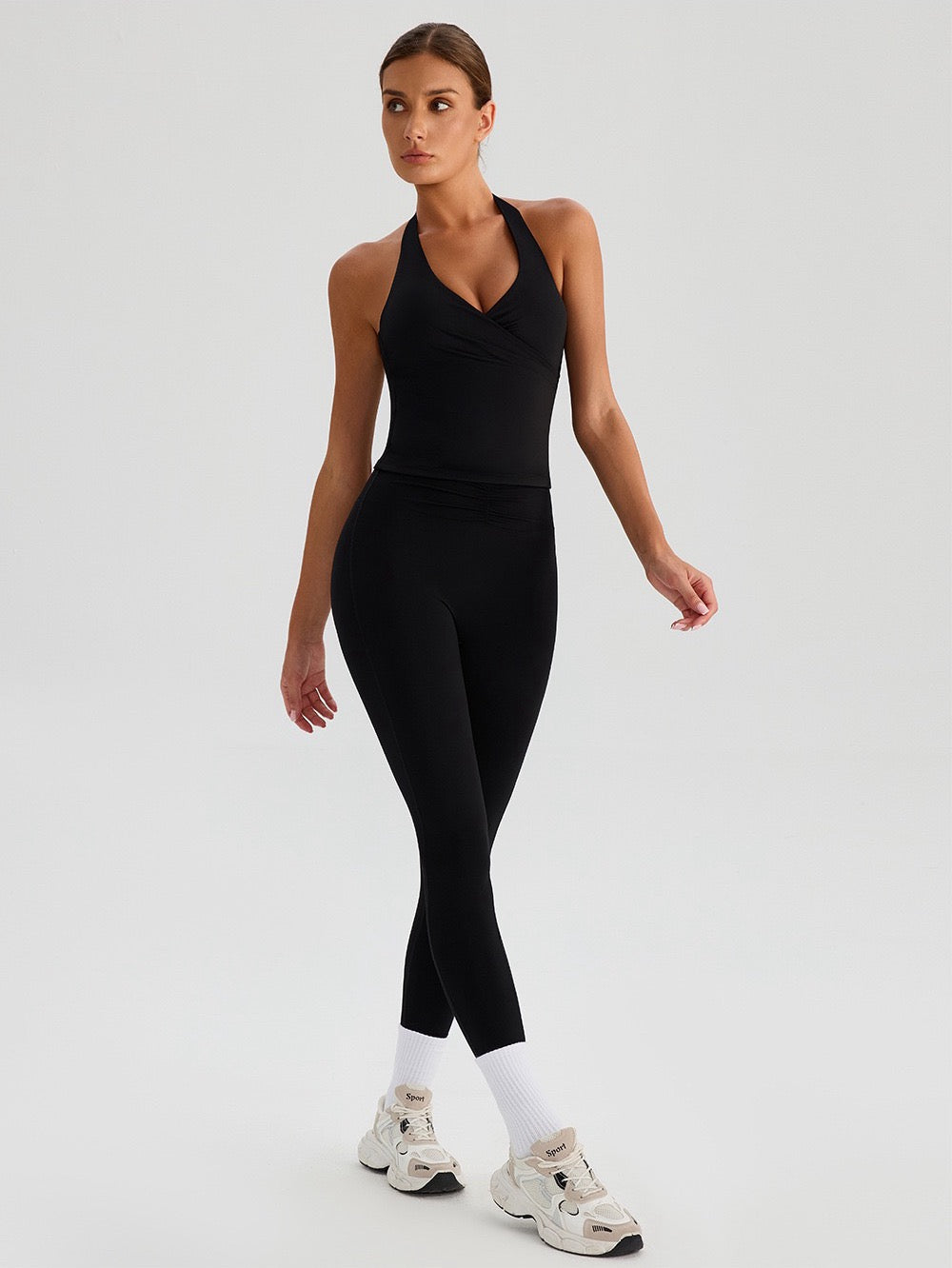 black halter sports top for gym