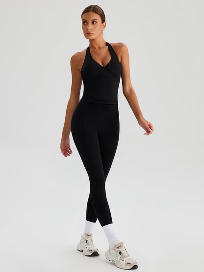 black halter sports top for gym
