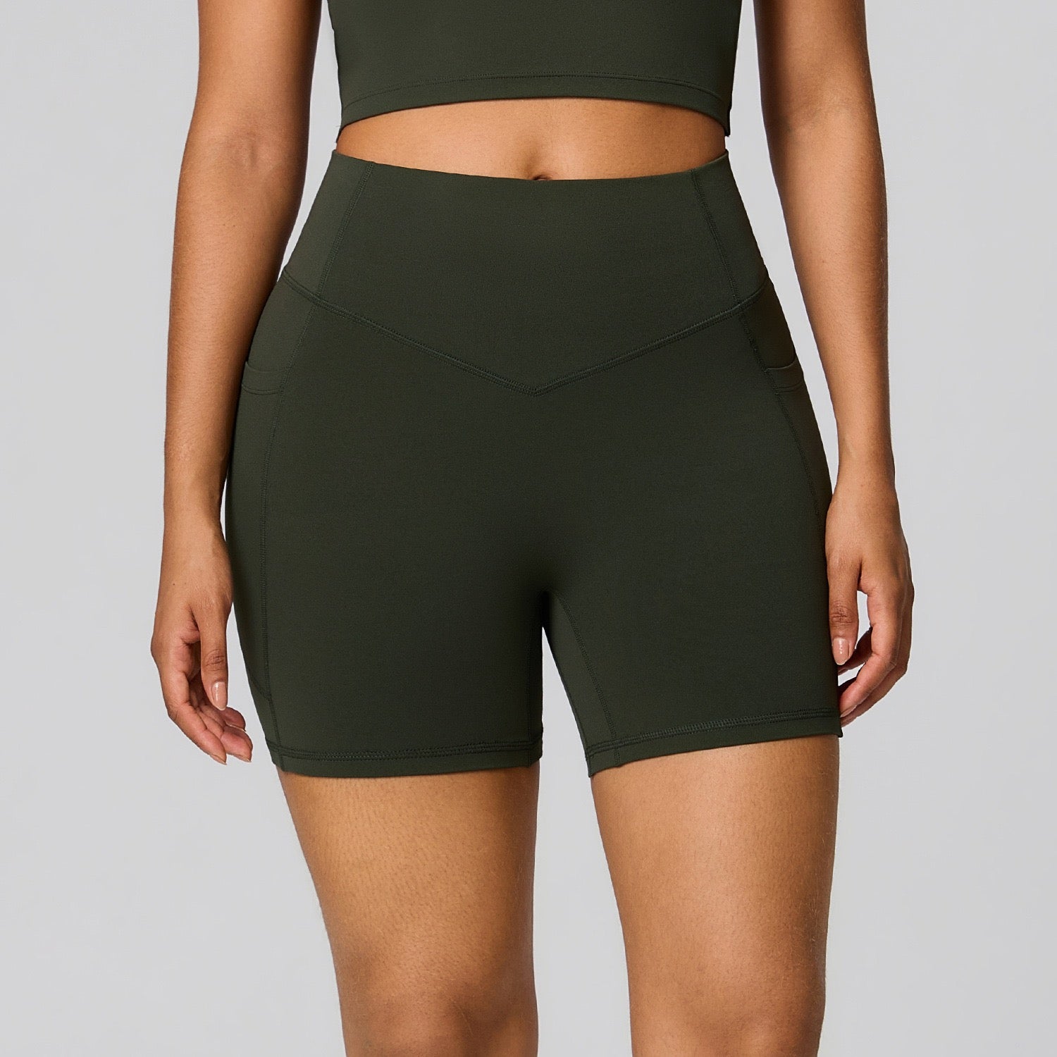 no roll biker shorts green colour