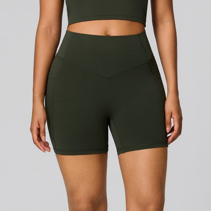 no roll biker shorts green colour