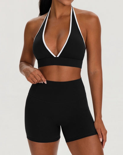 nylon spandex workout set black