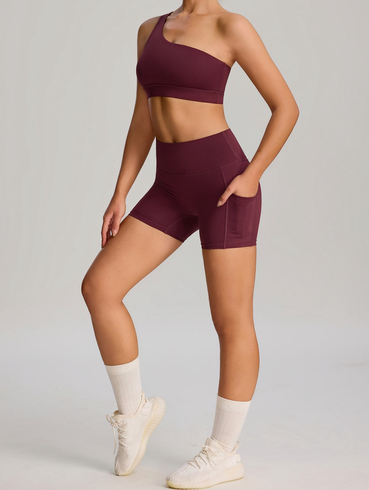 one-shoulder gym bra