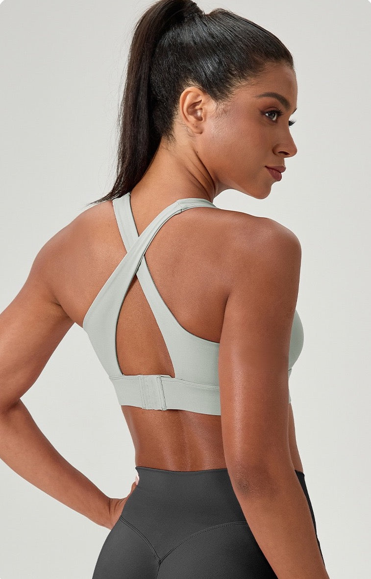 open back padded yoga bra women