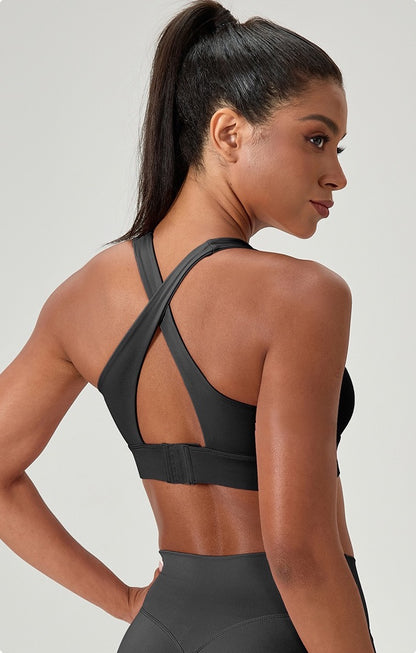 open back sports bra black