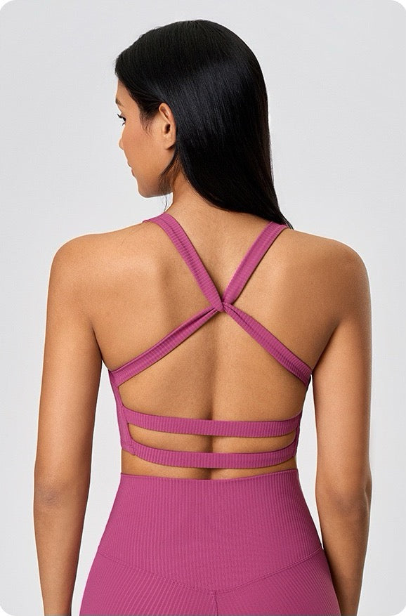 open back yoga bra