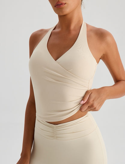 open back yoga crop top light colour