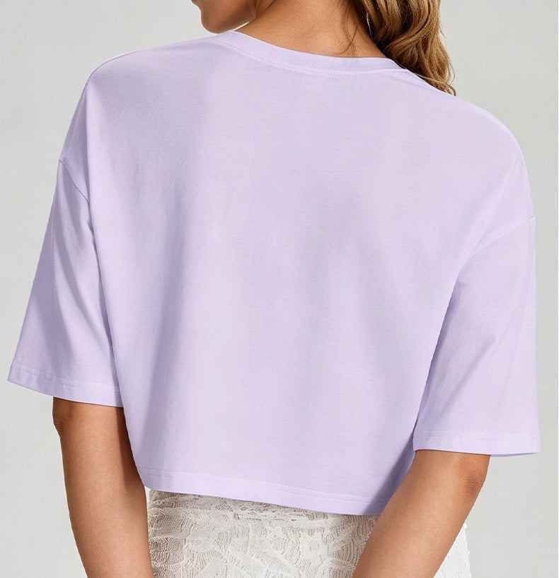 oversized gym crop top purple