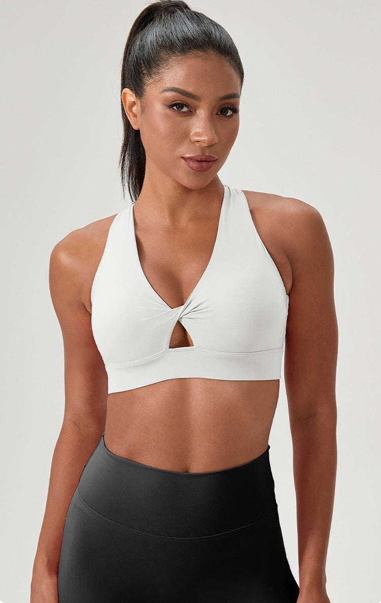 padded sports bra white