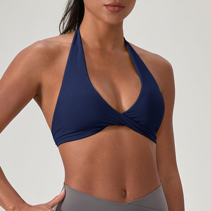 navy blue performance yoga bra