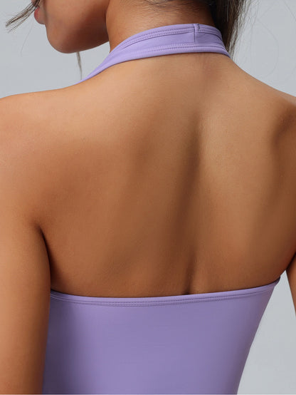 purple pilates crop tank women
