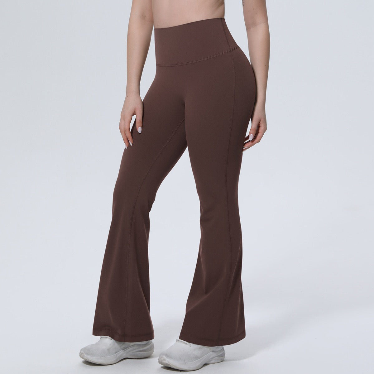 brown flare pants high waist