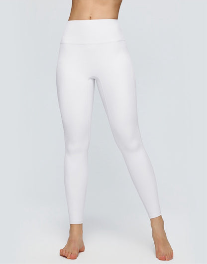 white pilates leggings high waist