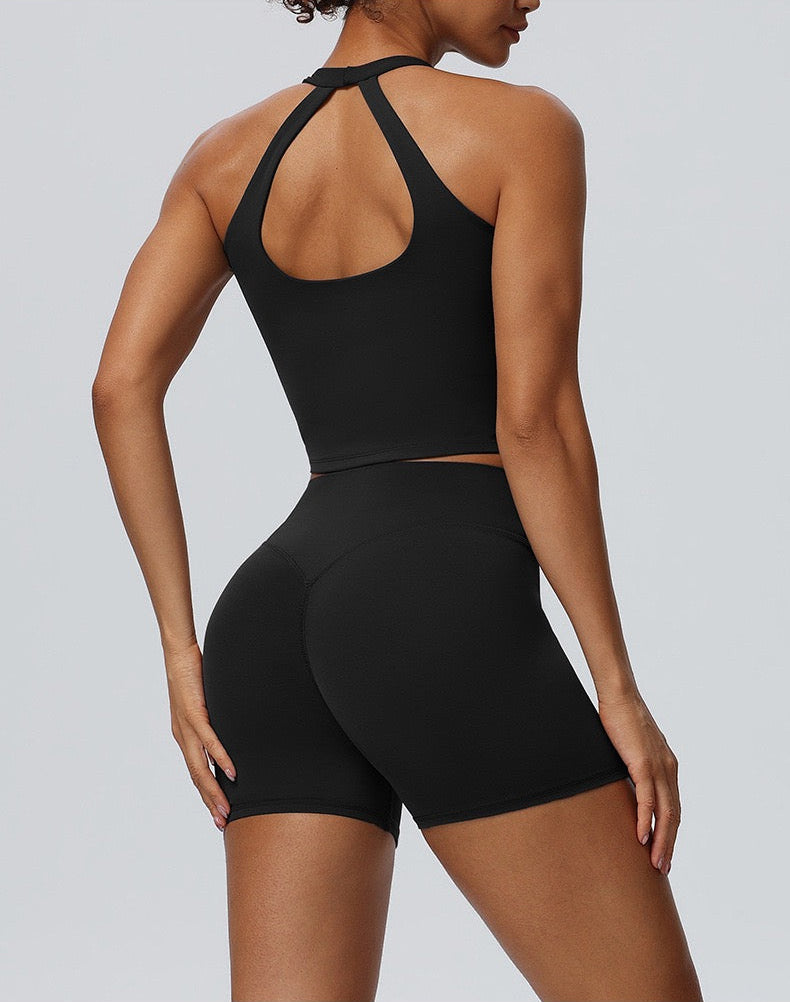 black pilates workout outfit set women