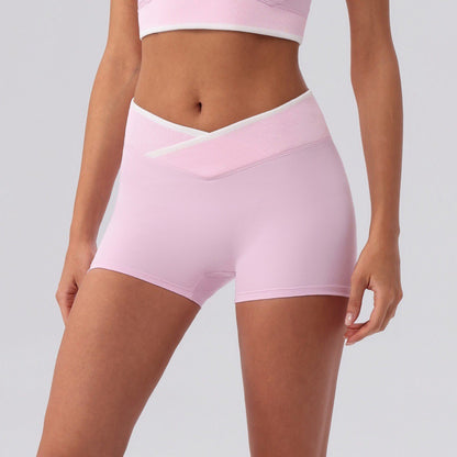 pink cross waist shorts for women