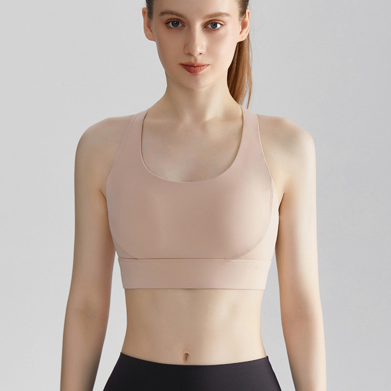 pink sports bra with racerback