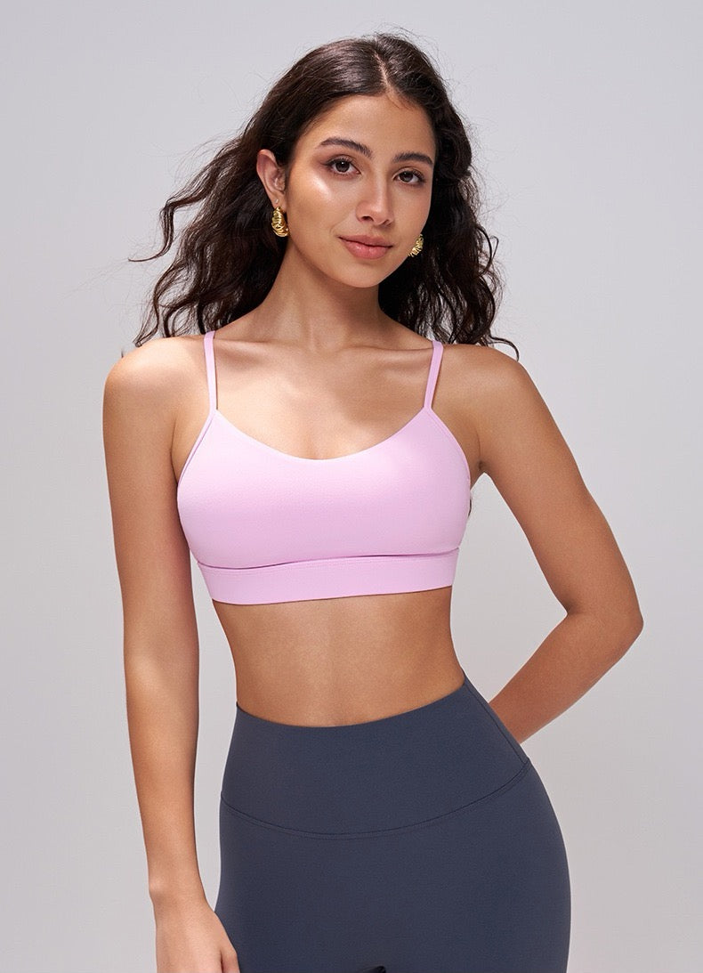 pink yoga sports bra