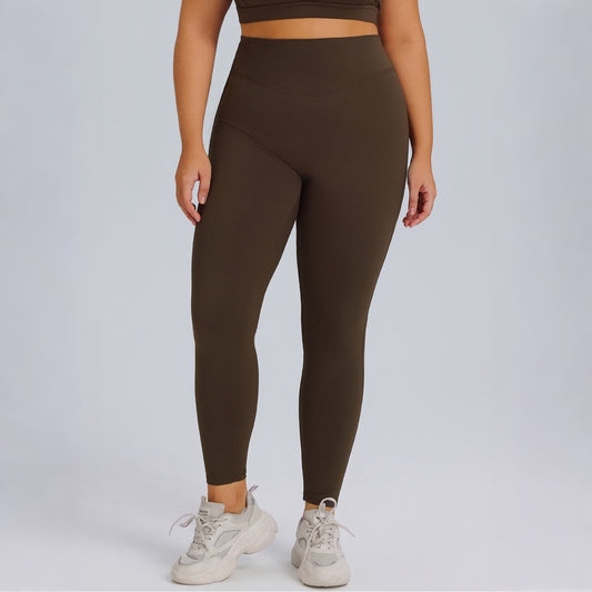 brown plus size high waisted leggings