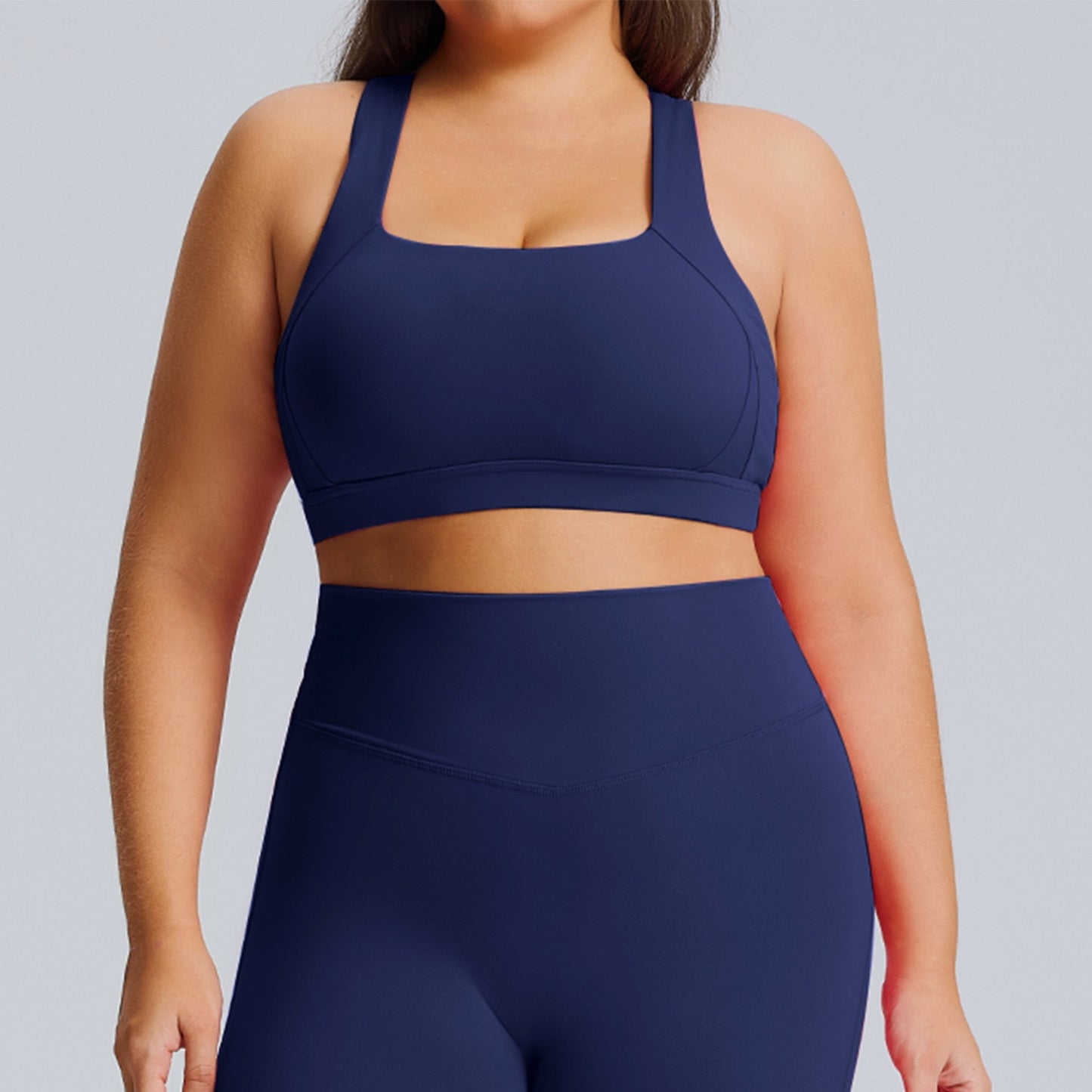 navy blue plus size sports bra for gym and yoga