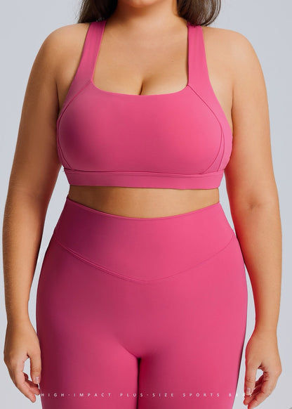 pink plus size sports bra for yoga