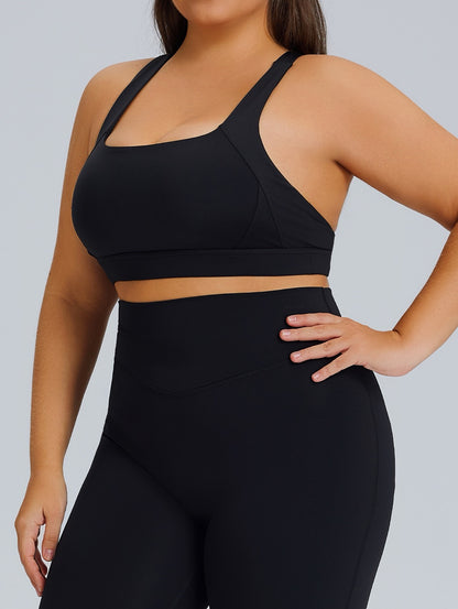 black plus size sports bra with full coverage