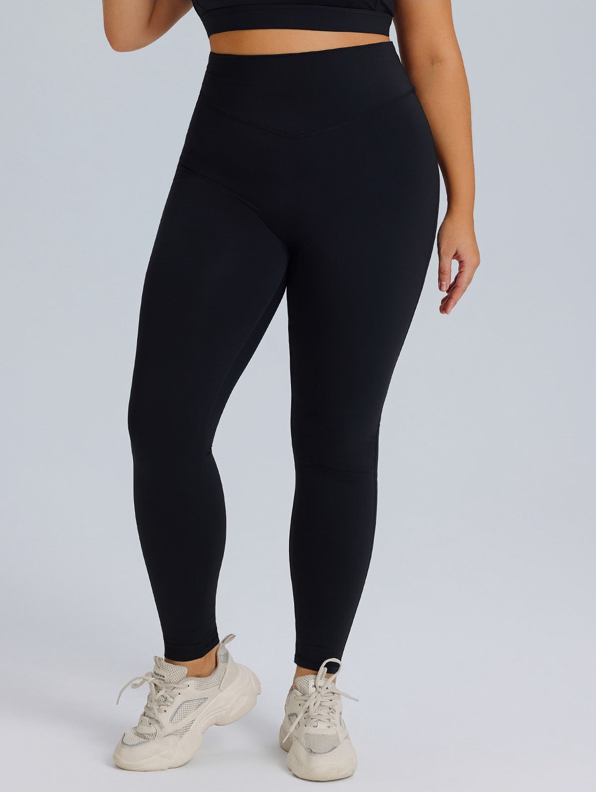 black plus size tummy control leggings