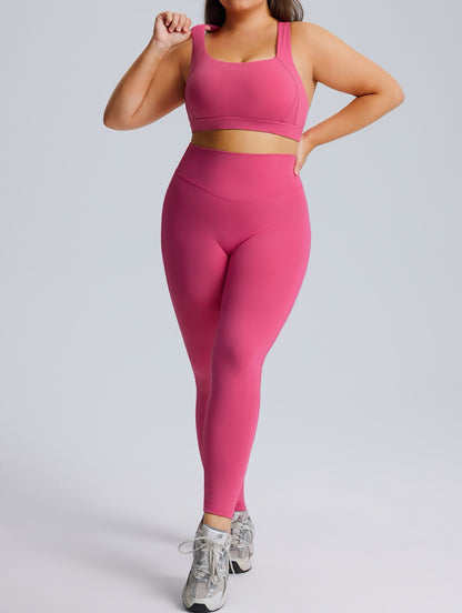 pink plus size yoga leggings women