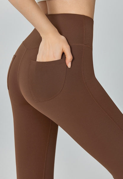 brown pocket yoga pants for women