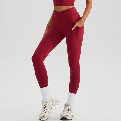 red cross waist leggings and crisscross top matching set