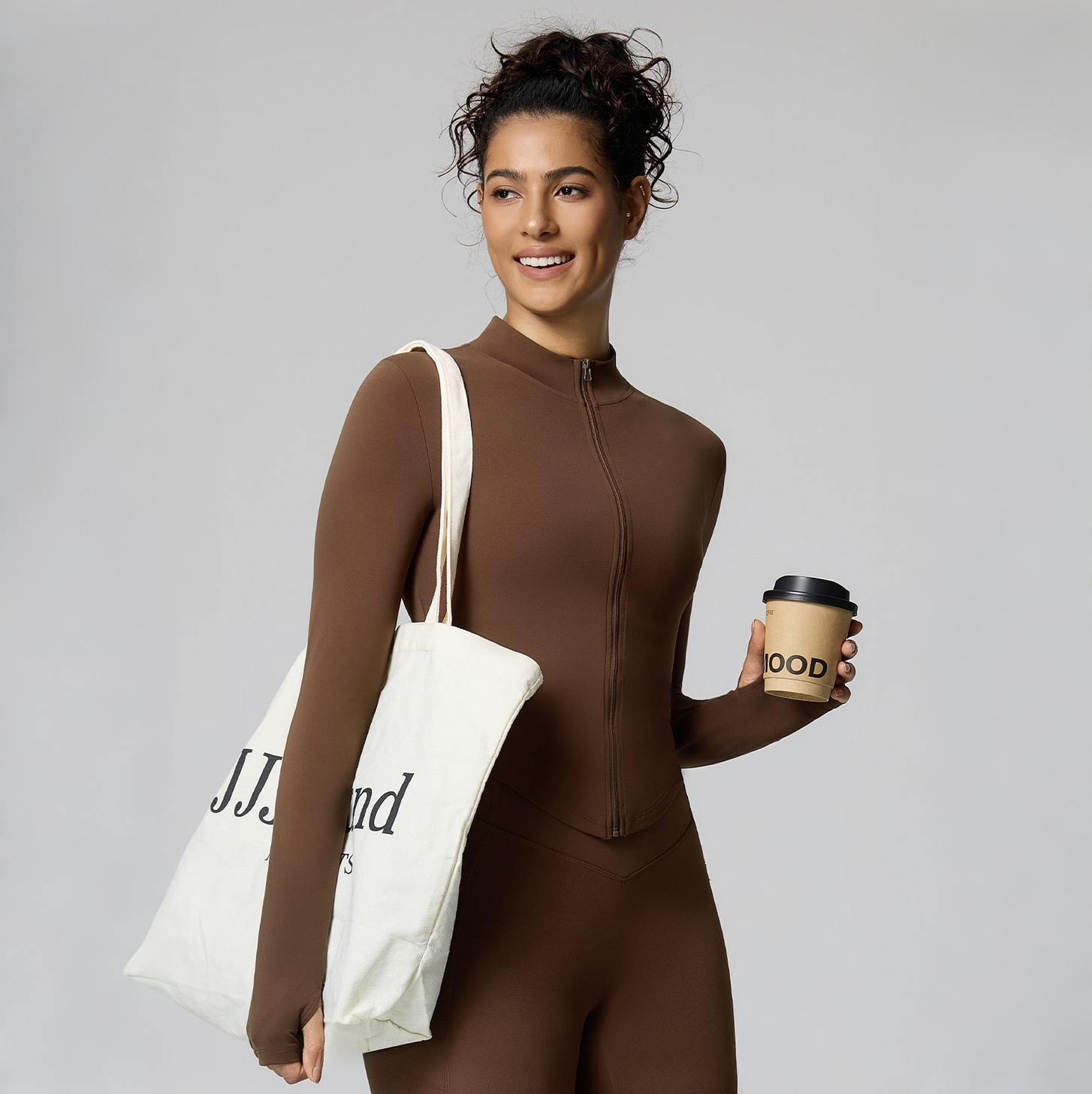 brown athleisure jacket women