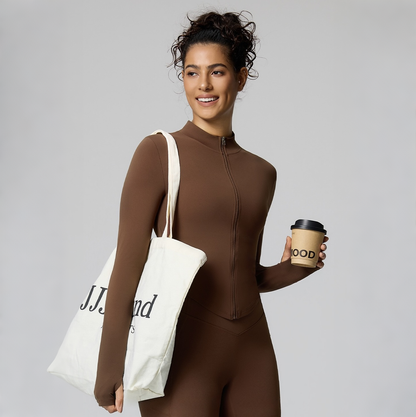 brown athleisure jacket women