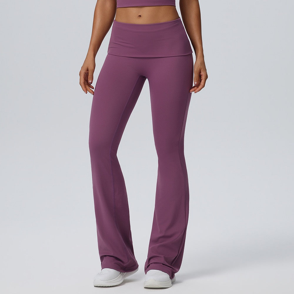 high waist flare yoga pants purple