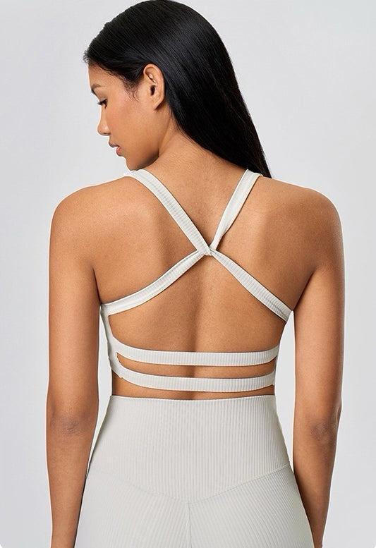 quick dry sports bra white