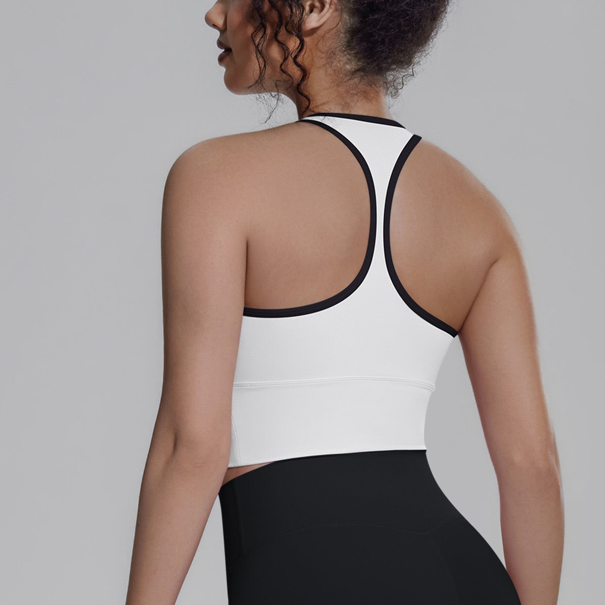 white racerback sports bra tank for women