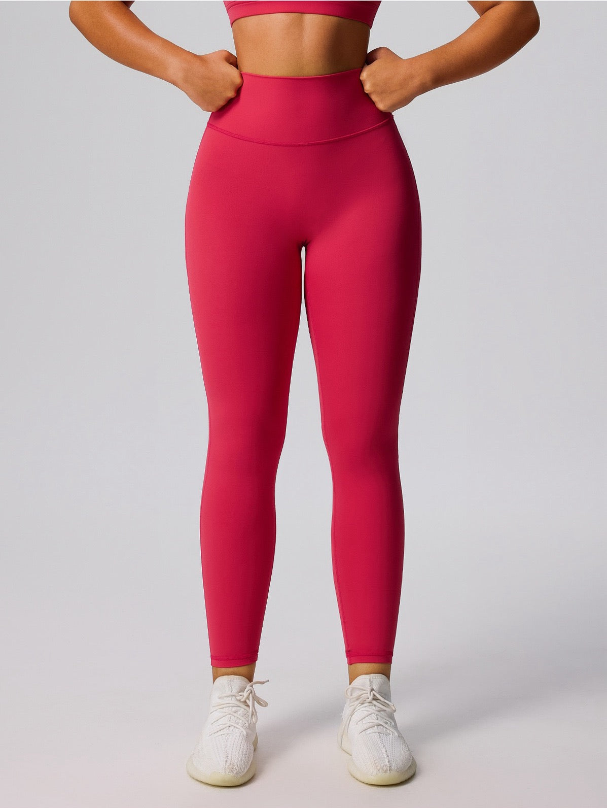 red high waist workout leggings